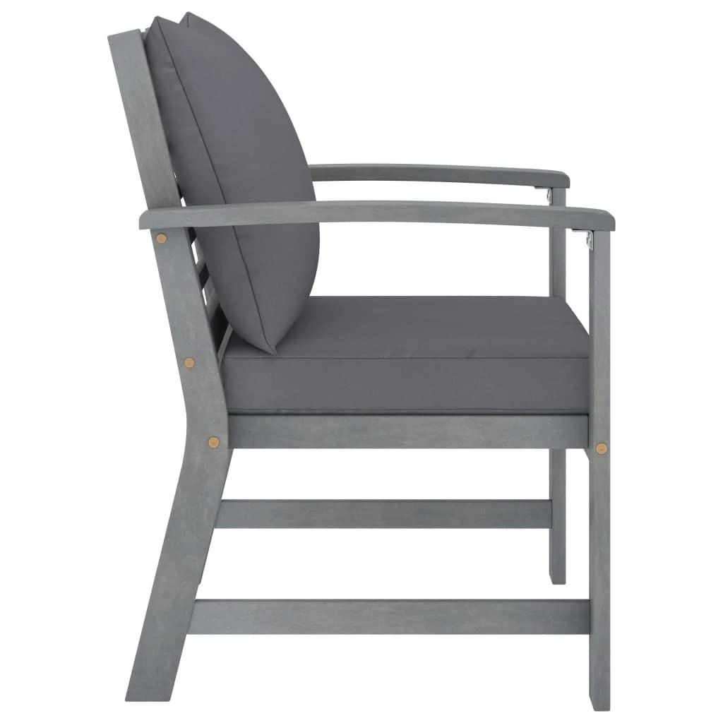 vidaXL 2X Bois d'Acacia Massif Chaises de Jardin avec Coussin Fauteuils de Patio Chaises de Terrasse Fauteuils de Balcon Extérieur Crème
