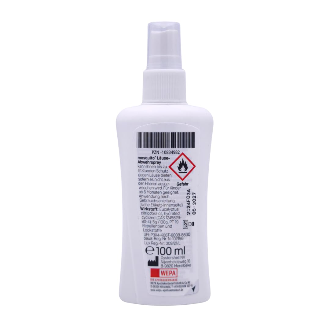 mosquito Läuse Abwehrspray 100 ml I Zur vorbeugenden Abwehr von Kopfläusen I Für Kinder ab 6 Monaten I bei Läusealarm in Kita & Schule I Bis zu 12 Stunden wirksam I mit Pharma Perle Duschgel (1x)