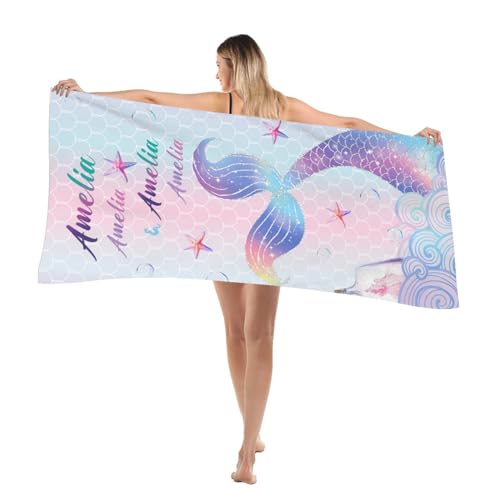 Personalized-Beach-Towel-with-Name-Customized-Custom-Gifts-Summer-Microfiber-Quick-Drying-Sandproof-and-Lightweight-Swim-Pool-Yoga-Camping-Towel-for-Adults-Women-Men-Kids-30-x-60-in-Mermaid 41ZTQI9ZKCL
