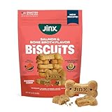 Jinx Oven-Baked Salmon Bone Broth Biscuit Dog Treats - Crunchy, All Natural, Superfood-Rich with High-Protein Salmon, Dog Biscuits for Puppies, Adults & Seniors - 16oz
