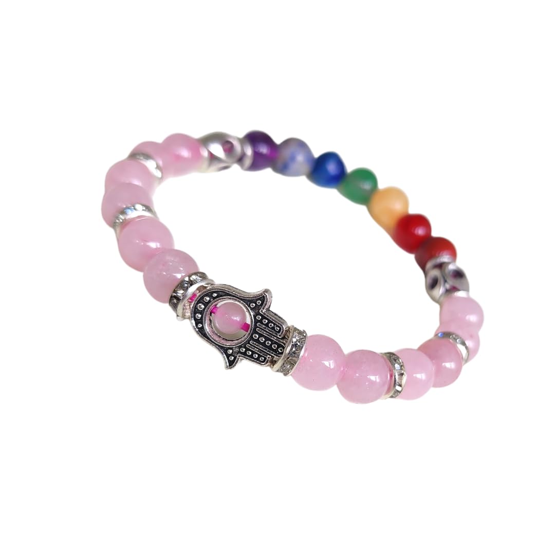 Rose Quartz with chakra healing crystals bracelet, 8mm promotes love, compassion, emotional healing, reduces stress and attracts over all happiness (B0CJJCQTY2) Amazon Price History, Amazon Price Tracker