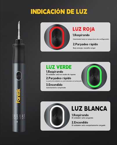 Fanttik de soldador T1 Max, soldador inalámbrico,7 segundos de calentamiento rápido(390°F-840℉)Temperatura Ajustable, Reposo Automático,4 Puntas de Soldadura de Precisión(C210),Soporte Giratorio 360° - imagen 6