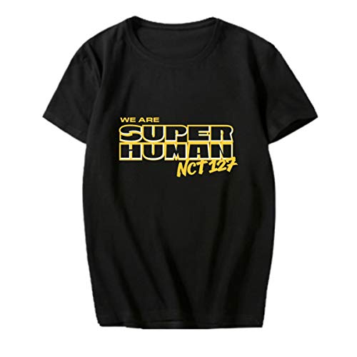 NCT 127 Nuevo álbum Camiseta de Manga Corta de Verano Letra Letra Impresa Camiseta Suelta Camisetas de Manga Corta Jae Hyu Mark Yuta Taeyong Jaehyun Mark Winwin (3,M)