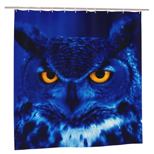 Rideau de douche hibou bleu 183x183 cm en polyester imperméable