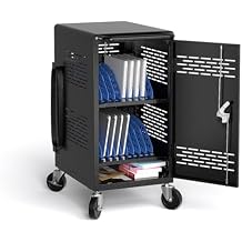 POCHAR 20 Device Laptop Charging Cart for iPads Chromebooks, Tablet Charging Station with Power Strip Fits Up to 14" Screensize, Locking Laptop Storage Cart for Classroom Office, Assembly Required