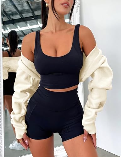 Image of Amarmia Women's Bolero Sweater Shrugs Y2K Open Front Workout Sweatshirt Long Sleeve Crop Tops