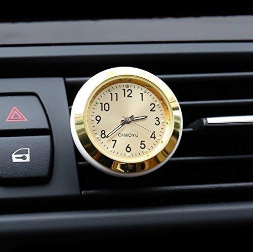 Autodily - Cuarzo Dorado Analógico Clip Válvula Salpicadero Interior Coche Reloj Ver Look Clásico
