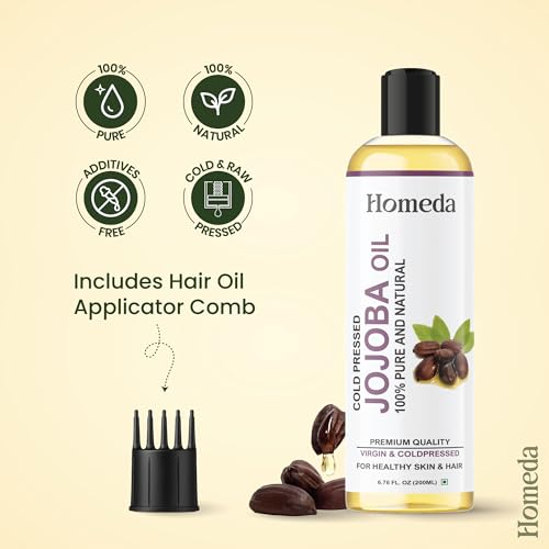 Image of Cold Pressed Jojoba Oil for Hair Growth, Face Glow, Skin (200 ml) 100% Pure, Organic, Virgin & Unrefined