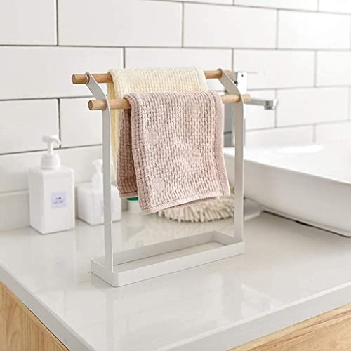Image of ARHAT ORGANIZERS Foldable Hand Towel Stand | Towel Holder for Washbasin & Kitchen | Hand Towel Holder for Bathroom, Countertop & Vanity | 3 Towel Drying Stand, Napkin Stand (White, 2-Tier)
