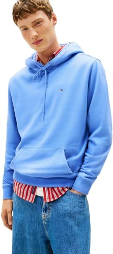 Tommy Jeans Felpa con Cappuccio da Uomo Tjm Reg S Flag Ext DM0DM20742, Blu (Azzurro Orizzonte Chiaro), S, Blu (Azzurro...