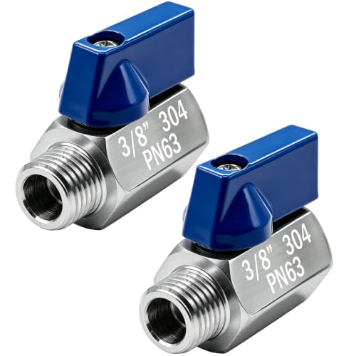 Image of Beduan 3 /8 NPT Mini Ball Valve 304 Stainless Steel Female x Male NPT Thread Shut-Off Valve(Pack of 2)