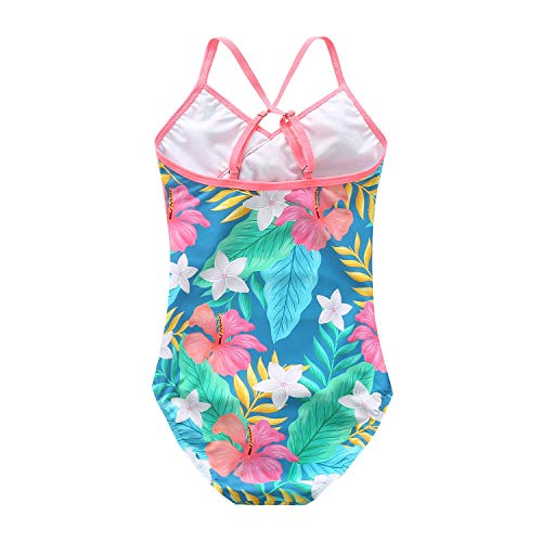 Image of Girls One Piece Swimsuits Hawaiian Ruffle Swimwear Beach Bathing Suit for Summer Vacation