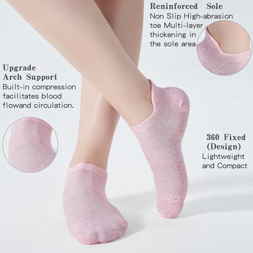 Image of ATBITER Ankle Socks Womens and Men Thin Athletic Running Low Cut No Show Socks With Heel Tab 6-12 Pairs | White Short Summer Athletic Running Yoga Pilates Workout Sneaker Socks Lightweight Non Slip Size 7-9 9-11