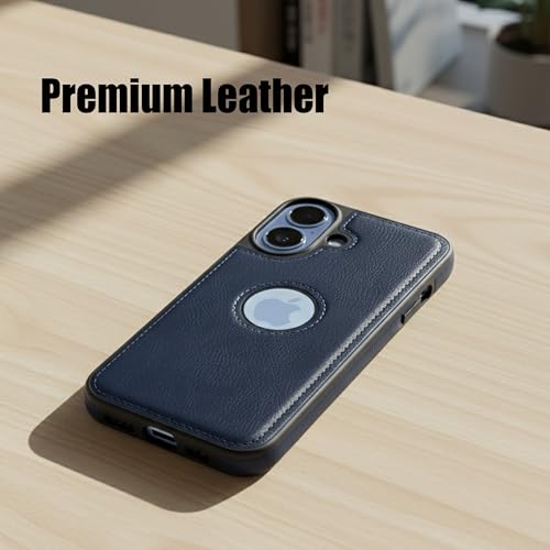 Image of Leather Case for Apple iPhone 17 Premium Protective Stylish Slim Cover with Shockproof Raised Edges Blue