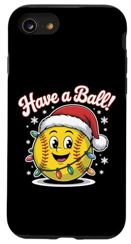 Have a Ball Funny Softball Santa Hat Christmas Lights Case for iPhone SE (2020) / 7/8