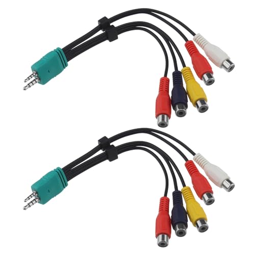 The Lord of the Tools 2Pcs Professional 3.5+2.5 to 5RCA Video AV Audio Adapter Video Double End AV Cable Compatible with Samsung LCD TV Component Adapter