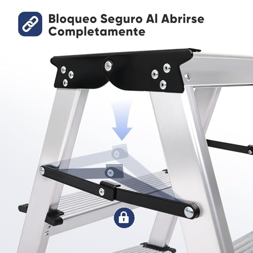 Escalera de aluminio Sekey para tareas del hogar y almacenaje en estantes altos 6