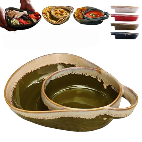Cuenco para sopa y sándwich, combo de plato de sopa y sándwich, sopas y platos laterales de cerámica, combo de cuencos para sopas y pan, juego de cuencos de cerámica de doble compartimento para