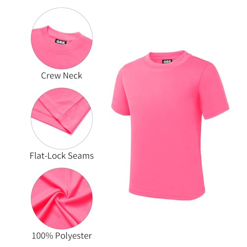 Image of QBK 2T to Youth Neon Shirt Kids UPF 50+ Dry Fit Athletic Short Sleeve Rash Guard T Shirts for Boys Girls Sports Undershirt