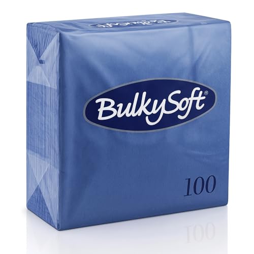 ZINNIAUK 100 x Dark Blue Bulkysoft Paper Napkins - 33x33cm | Soft Thick & Premium Quality Disposable Tableware Napkins Party Tissue Serviettes