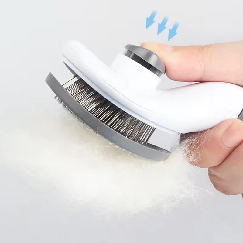 Dog Brush Cat Brush Grooming Comb With One Touch Self Cleaning Cat Dog Slicker Brushes - Pet Grooming Brushes -Dog Cat Shedding Brushes - Great for Dogs and Cats Massage Clean Button (GREY) - Image 5