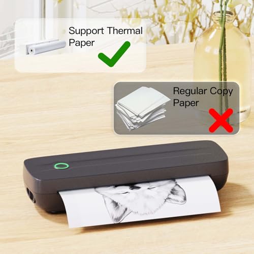 Image of Portable Thermal Printer, Wireless Bluetooth Printer Support US Letter /A4 /A5 /4in /3in /2in Thermal Paper, Inkless Printer Compatible with iOS, Android & Laptop for Travel, Office, School, Vehicle