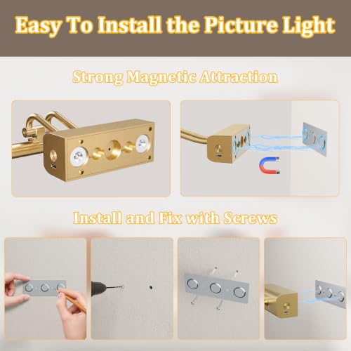 Image of Battery Operated Wall Light, Set of 2, Gold, Remote Control | 13.8'' 4000mAh Cordless,Gold Wall Light, Magnetic for Easy to Charge,Timers, Display for Gallery Living Room Bedroom
