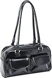 Aoekaff Shoulder Bag Purses For Women,Retro Leather Tote Handbags Satchel Under The Arm Clutch Bag (Black)