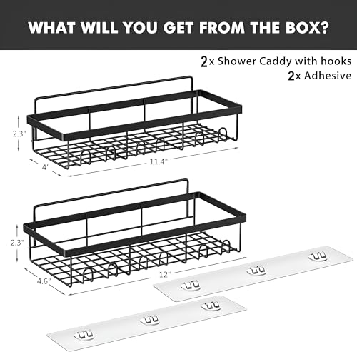 Image of Homeor MS Self Adhesive Bathroom Shelf I Wall Mounted Bathroom Organizer I Shower Caddy Shelf Organizer Rack I Multifunctional Bathroom Rack for Bathroom, Living Room & Kitchen Accessories, Pack of 2