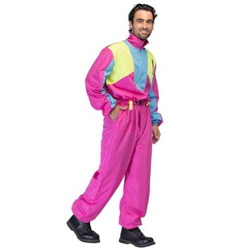 Boland – Combinaison de ski rétro rose, brille sous la lumière noire, costume des années 80...