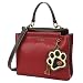 CHALA Charming Satchel with Adjustable Strap - Ivory Paw Print - Burgundy