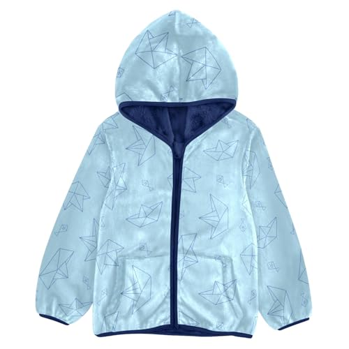 Outline Paper Boat Fish Girls Fleece Jacket Girls Fall Jacket Girls Zip Up Hoodie Girls Sherpa Jacket 2-10T