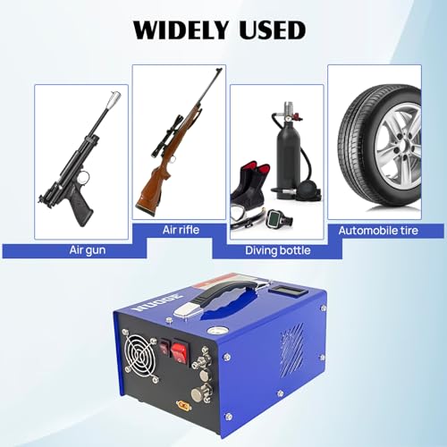 PCP Air Compressor 4500Psi/30Mpa Water/Oil Free PCP Air Pump Rifle/Pistol Paintball Cans Powered 12V Automotive DC 110V AC For Home Use With Power Converter And Oil-moisture Filter Easy Carry