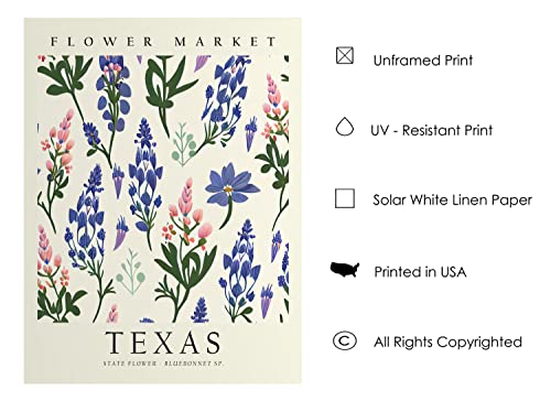 Texas Art Print, Texas Poster Wall Art Decor, Texas State Map Travel Poster, Home Office Wall Decoration, Bedroom, Living Room Artwork. (Texas A, 11X14 Inches (Unframed)) #TOP1