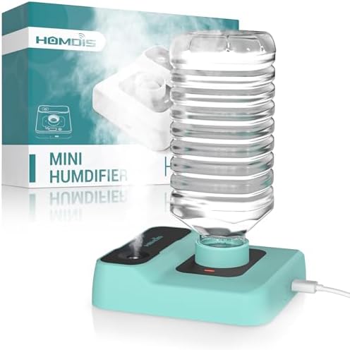 HOMDIS Portable Humidifiers for Travel, Small Mini Humidifier with Auto Shut-Off, Nightlight and Storage Bag for Hotel, Bedroom or Office, Plant Humidifier Indoor, Green