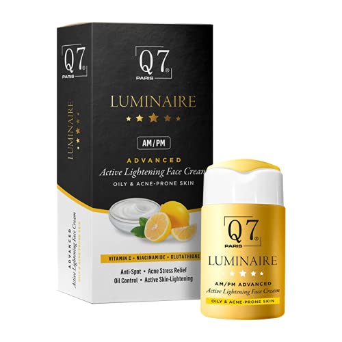 Q7Paris Luminaire AM/PM Advanced Lightening Face Cream | Vitamin C, Niacinamide, Glutathione Formula for Sensitive, Oily, and Acne-Prone Skin | Active Lightening Face Cream - 30ml