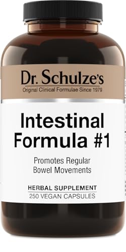 Dr. Schulze's Intestinal Formula 1 - Bowel Movement Supplement for Colon Health Support - Bloating & Constipation Aid - Intestinal Cleanse - All-Natural - Plant-Based - Vegan - 250 Count