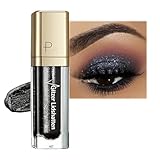 Glitzer Lidschatten Flüssiger - Shimmery Liquid Eyeshadow, Metallic Schwarz Lidschattenstift, Langanhaltender & Wasserfester Hochpigmentiert Lidschatten, Glänzendes Make-up für Augen (Black)