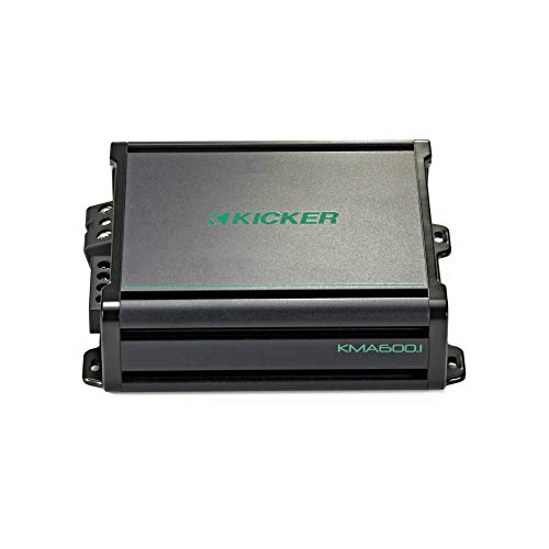 Image of KICKER - Two 10 Inch LED Marine Subwoofers in Charcoal, 1 Pair with 600 Watt Amplifier Bundle