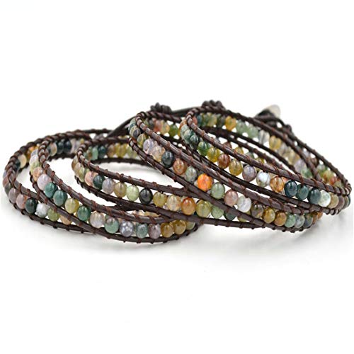 YGLINE Natural Stone Wrap Bracelet for Women Boho Bracelets Healing Crystal Beaded Bracelet Adjustable 3/5 Wraps Bracelet Handmade Birthday Gifts for Women2