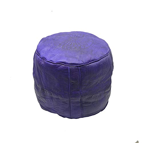 Pouf vide en cuir véritable violet à remplir soi-même
