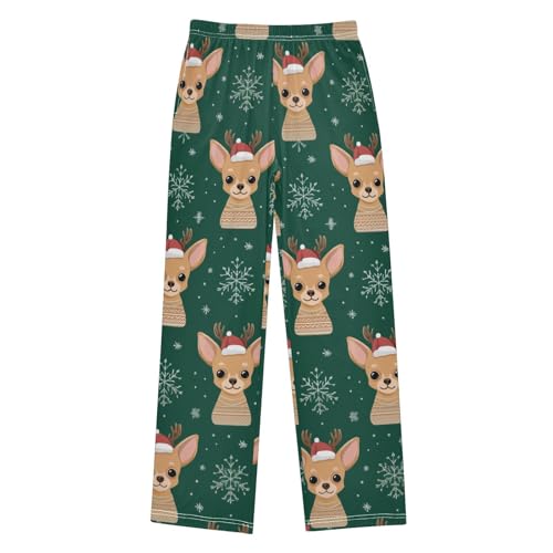 Chihuahua Snowflake Boys Long Pants Soft Trousers Elastic Waist Kids Lounge Bottoms with Pockets S-XL