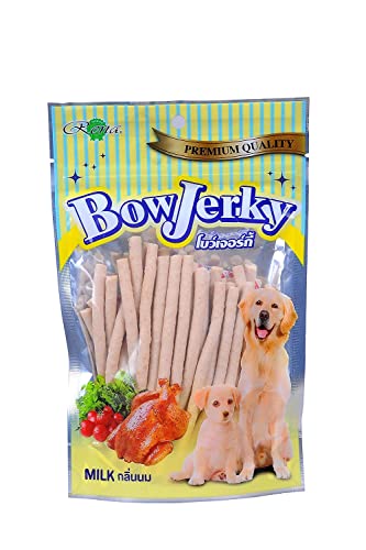 Image of Chicken & Milk Dog Treats 200g - Protein Rich Treats for Training & Reward, Healthy Jerky Sticks for Puppies & Adult Dogs, Low Fat Nutritious Snack, Tasty Chew Treats for All Breeds