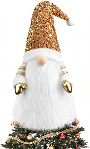 Gnome Christmas Tree Topper, Top Hat Tree Topper Hand Made Xmas Decorations, Swedish Santa Tomte Tree Ornament Scandinavian Home Decor, Holiday Winter Wonderland New Year Xmas Home Decor