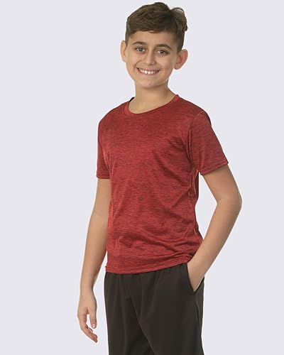 Real Essentials 5 Pack: Boys Girls Active Athletic Quick Dry Dri Fit Short Sleeve T-Shirts Crew Neck Tops Teen Gym Undershirts Tees Youth Basketball Clothes Moisture Wicking Tshirt-Set 2,Medium thumb #1