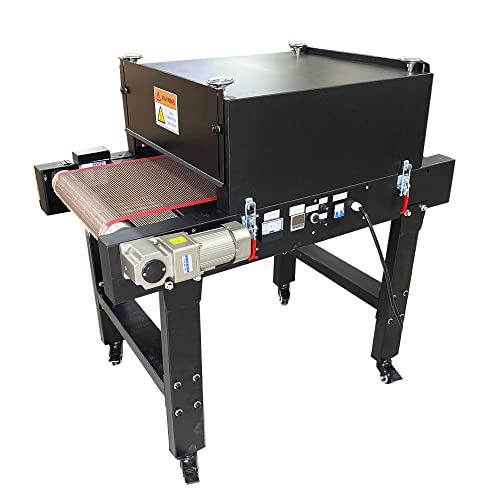 POVOKICI 3500W Small T-Shirt Conveyor Tunnel Dryer, Silk Screen Dryer Machine, 3.9ft. Long x 18.5in Belt for Screen Printing DTF Printing 220V