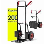 Pallit Sackkarre klappbar 200 kg Stahl Luftreifen Transportwagen Transportkarre faltbar für Lager, Umzüge, Camping, Einkäufe Umzugshilfe Diablo-F