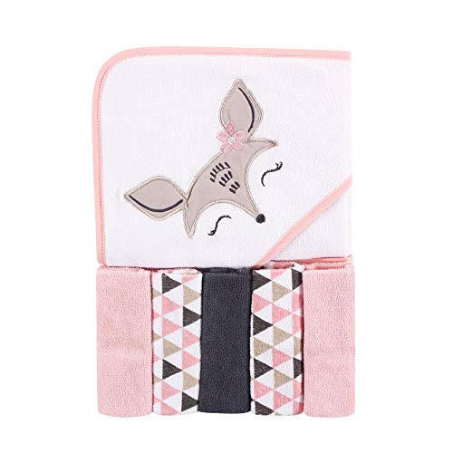 Image of Luvable Friends Unisex Baby Hooded Towel with Five Washcloths, Deer, One Size