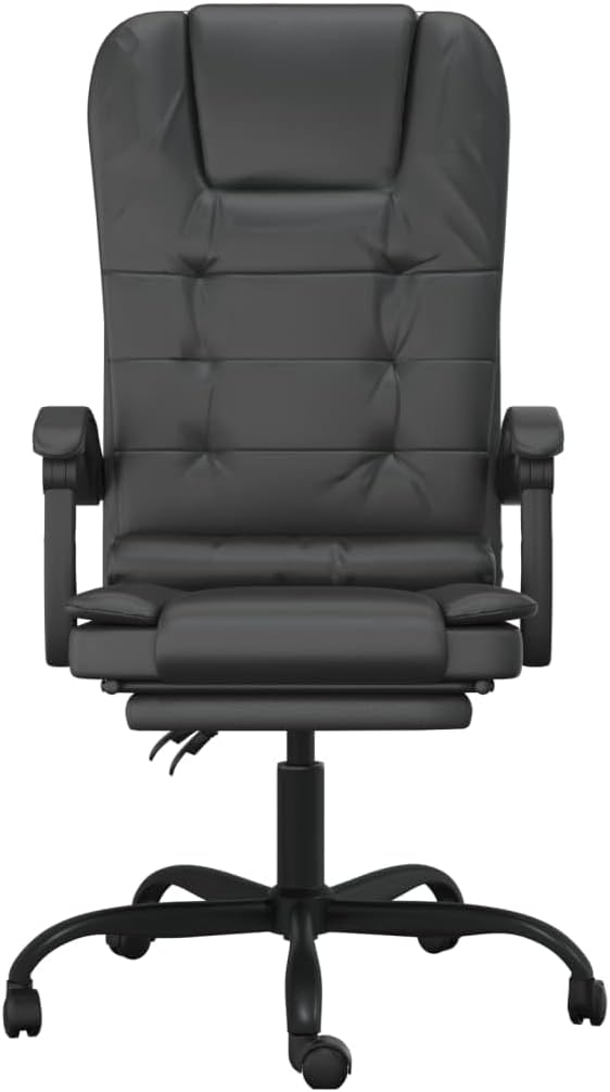 vidaXL Modern Adjustable Massage Reclining Office Chair | Elegant Black Faux Leather | Metal and Plywood Frame | Comfortable Foam Filling, 349774