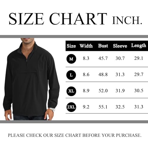 Aulemen Men'S Casual Quarter Zip Pullover-Athletic Lightweight Jackets Hiking Golf For Men Mock Neck With Pockets Black M thumb #5